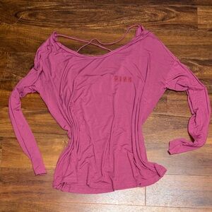 PINK Victoria's Secret Large Mauve Long Sleeve Tee Shirt Scoop Neck and Back